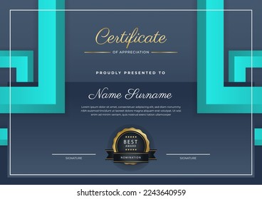 Modern certificate template design for award winning, employee of the month, online course certificate, webinar recognition