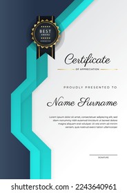 Modern certificate template design for award winning, employee of the month, online course certificate, webinar recognition