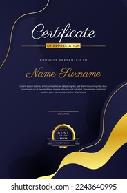 Modern certificate template design for award winning, employee of the month, online course certificate, webinar recognition