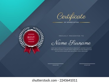 Modern certificate template design for award winning, employee of the month, online course certificate, webinar recognition