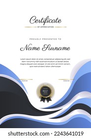 Modern certificate template design for award winning, employee of the month, online course certificate, webinar recognition