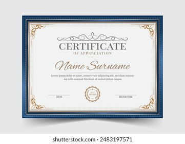 Modern certificate template design with badge. Business, Diploma, Training achivement certificate template