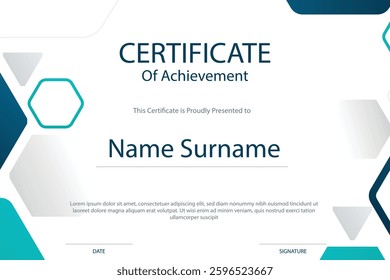 Modern certificate template design with badge. Business, Diploma, Training achievement certificate template