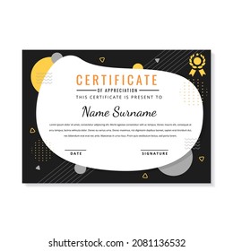 Modern certificate template design with black and white color 