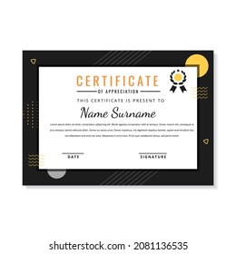 Modern certificate template design with black and white color 