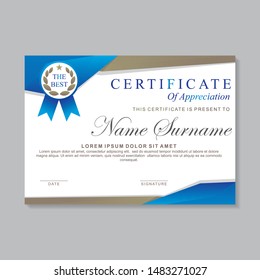 Modern certificate template design with blue color
