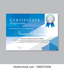 Modern certificate template design with blue color