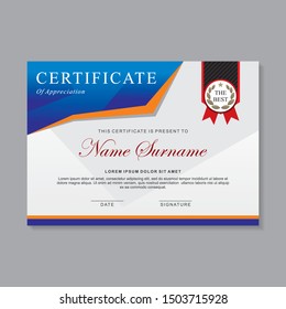 Modern certificate template  design with blue and white color
