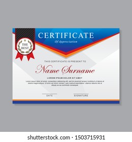 Modern certificate template  design with blue and white color