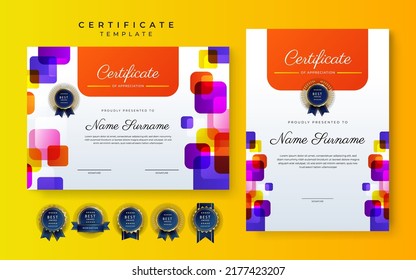 modern certificate template design with fresh colorful border background decoration