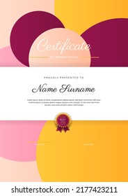 modern certificate template design with fresh colorful border background decoration