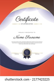 diseño moderno de plantillas de certificado con decoración de fondo de borde colorido y fresco