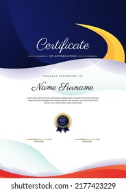 diseño moderno de plantillas de certificado con decoración de fondo de borde colorido y fresco