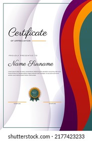 modern certificate template design with fresh colorful border background decoration