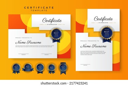 diseño moderno de plantillas de certificado con decoración de fondo de borde colorido y fresco
