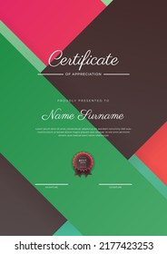 modern certificate template design with fresh colorful border background decoration