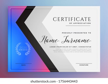 modern certificate template design with geometric shapes
