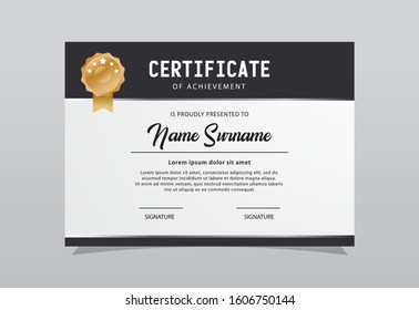 Modern certificate template design. Gray color elegant shape composition.