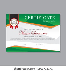 Modern certificate template design with green and white color 