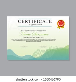 Modern certificate template design with green and white color 