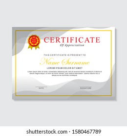 Modern certificate template design with grey and white color 