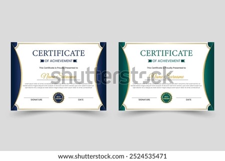 Modern certificate template design, luxury multipurpose certificate template design