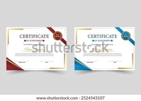 Modern certificate template design, multipurpose luxury certificate template design, certificate of achievement template design