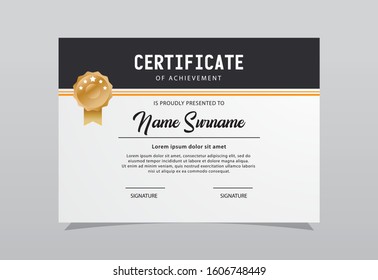 Modern certificate template design. Orange color elegant shape composition.