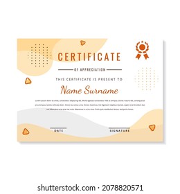 Modern certificate template design with orange and white color 