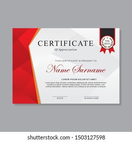Modern certificate template design with red and white color