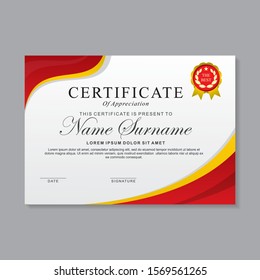 Modern certificate template design with red and white color 