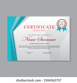 Modern certificate template design with turquoise and white color
