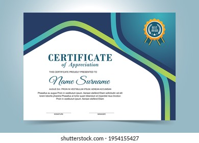 Plantilla de certificado moderna, con diseño de forma abstracta elegante 