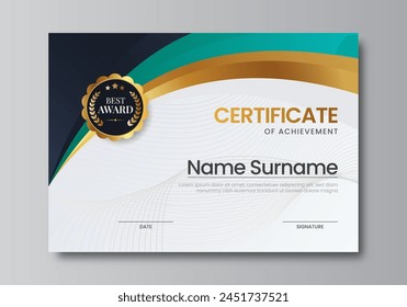 Modern certificate template with elegant color wave shape