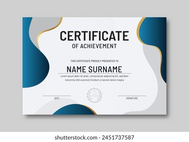 Modern certificate template with elegant color wave shape