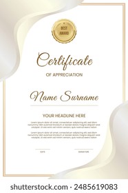 Plantilla de certificado moderno con diseño elegante