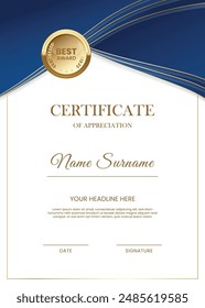 Plantilla de certificado moderno con diseño elegante