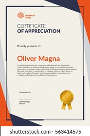 Modern certificate template. Flat creative design. Layered eps10 vector.