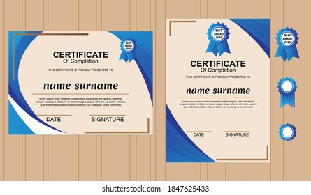 
modern certificate template with flat design  blue abstract