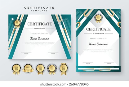 Modern Certificate Template with Geometric and Awards