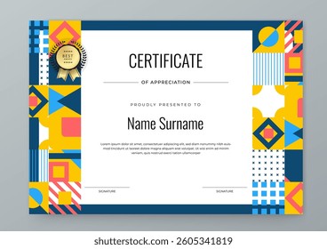 Modern Certificate Template with Geometric and Awards