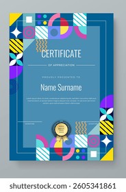 Modern Certificate Template with Geometric and Awards