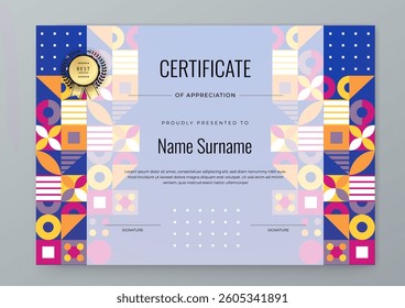 Modern Certificate Template with Geometric and Awards