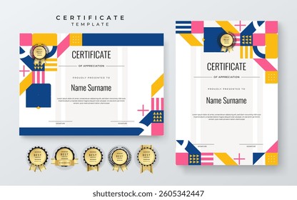 Modern Certificate Template with Geometric and Awards