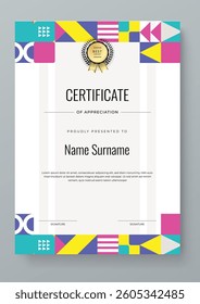 Modern Certificate Template with Geometric and Awards