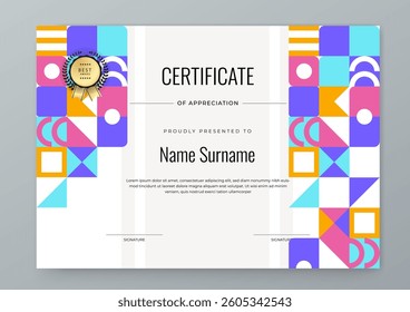 Modern Certificate Template with Geometric and Awards