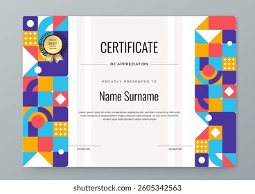 Modern Certificate Template with Geometric and Awards