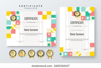 Modern Certificate Template with Geometric and Awards