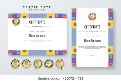 Modern Certificate Template with Geometric and Awards