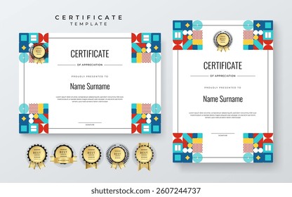 Modern Certificate Template with Geometric and Awards
